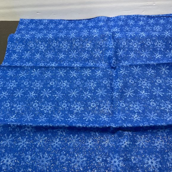 Blue Snowflake Fabric Remnant Patty Reed Design Christmas Silver Glitter Shimmer - Picture 3 of 6